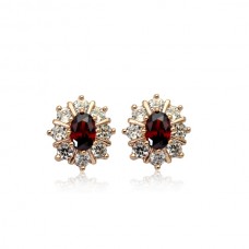 18K Gold Plated Ruby Earrings